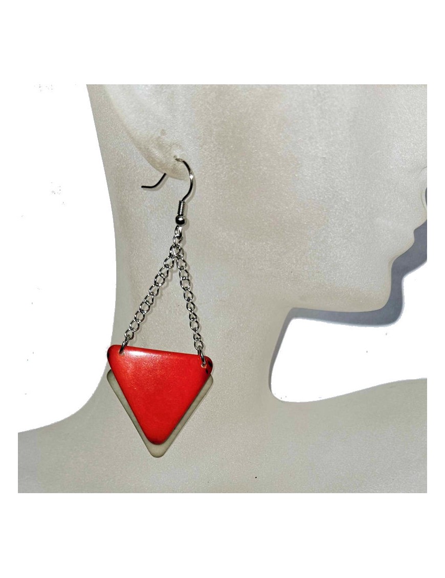 Boucles d'oreilles Torena double triangle en ivoire végétal teintées
