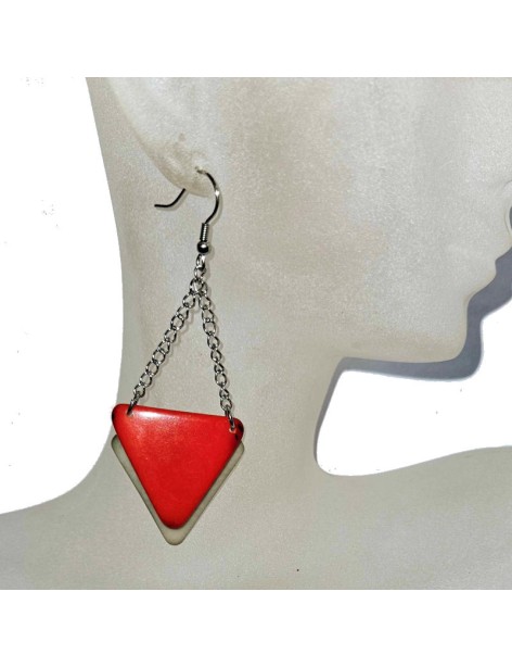 Boucles d'oreilles Torena double triangle en ivoire végétal teintées Boucles d'oreilles Torena double triangle en ivoire végétal teintées