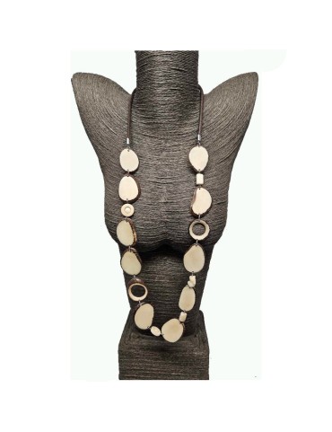 Edelweiss Sautoir avec tranches & perles de tagua couleur naturelle