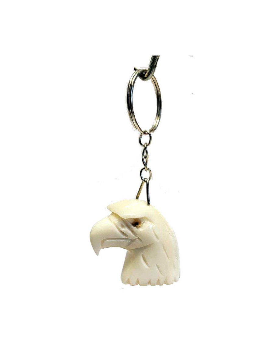 Porte clé tête d'aigle en Tagua ou ivoire végétal