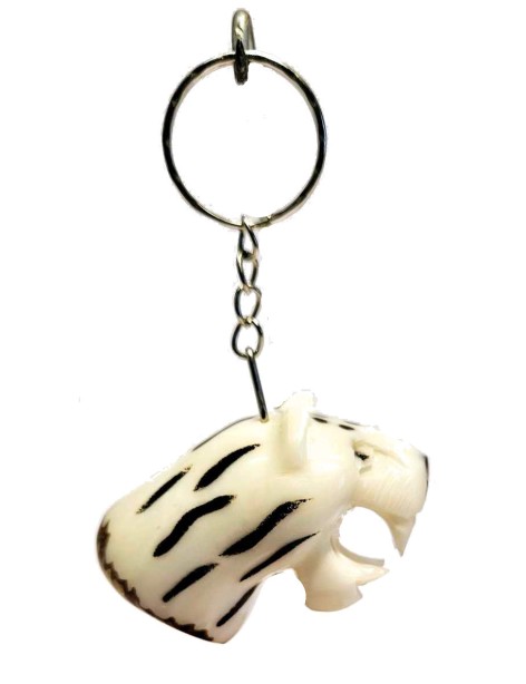 Porte clé tête de tigre en Tagua ou ivoire végétal