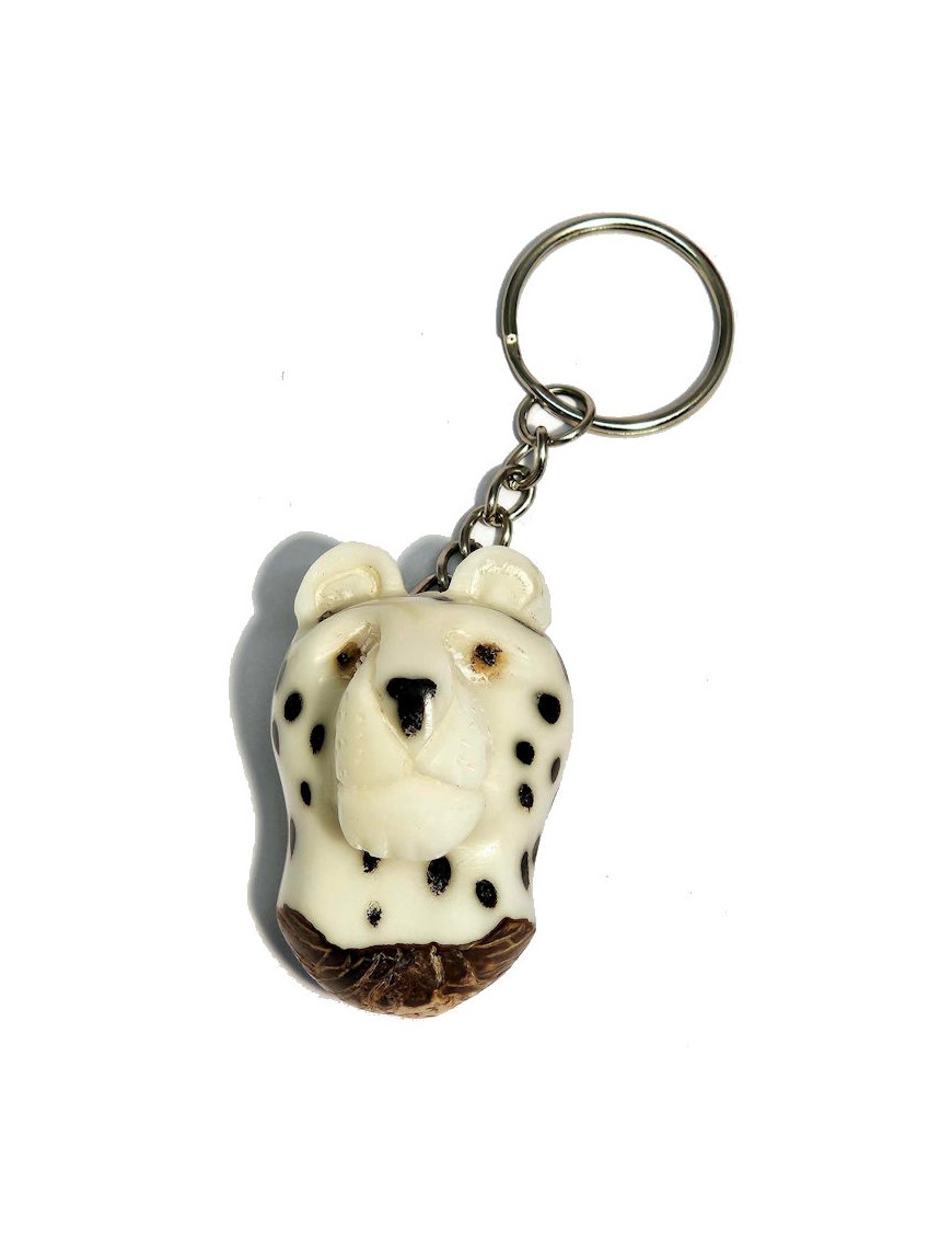 Porte clé tête de léopard en Tagua ou ivoire végétal