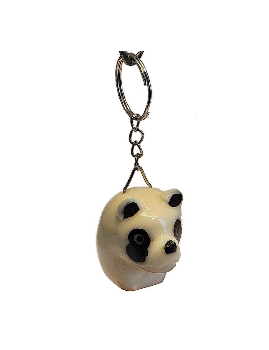 Porte clé tête de panda en Tagua ou ivoire végétal