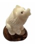 Loup taillé dans la graine de tagua  (ivoire végétal ou corozo)