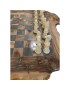 Echiquier en bois d'olivier avec 2 tiroirs pour le rangement.