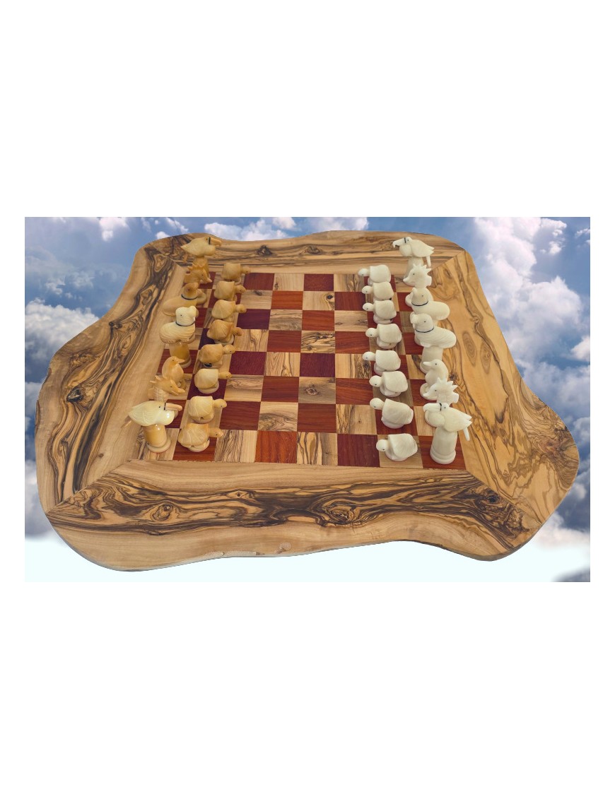 Jeu d'échecs d'animaux marins en tagua ou ivoire végétal