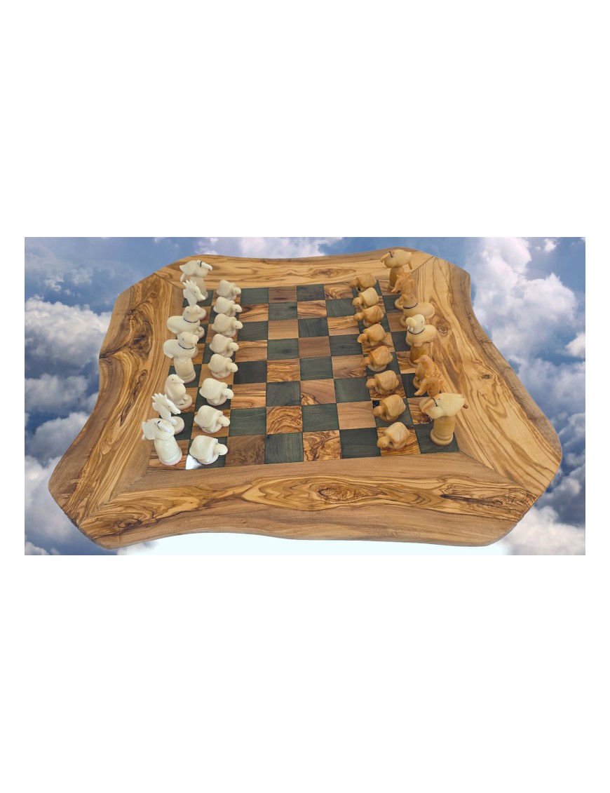 Jeu d'échecs d'animaux marins en Tagua ou ivoire végétal