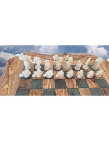 Jeu d'échecs d'animaux marins en Tagua ou ivoire végétal