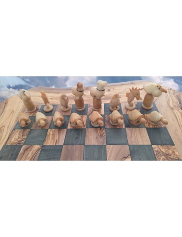 Jeu d'échecs d'animaux marins en Tagua ou ivoire végétal
