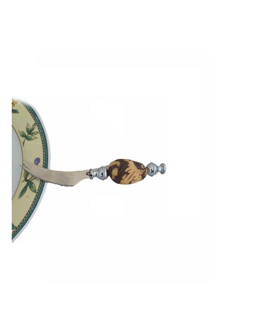 Couteau à fromage à deux dents avec manche en tagua nature