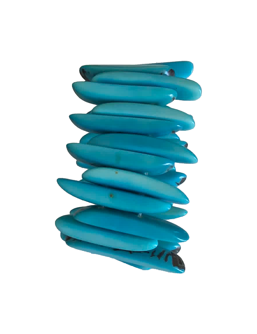 Bracelet en tagua bleu artisanal – 26 lamelles – Atelier Tagua World