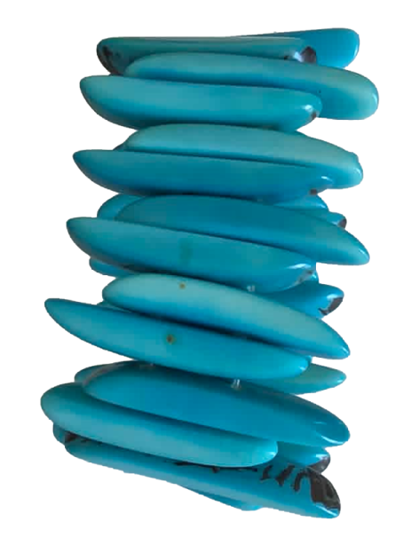 Bracelet en tagua bleu artisanal – 26 lamelles – Atelier Tagua World
