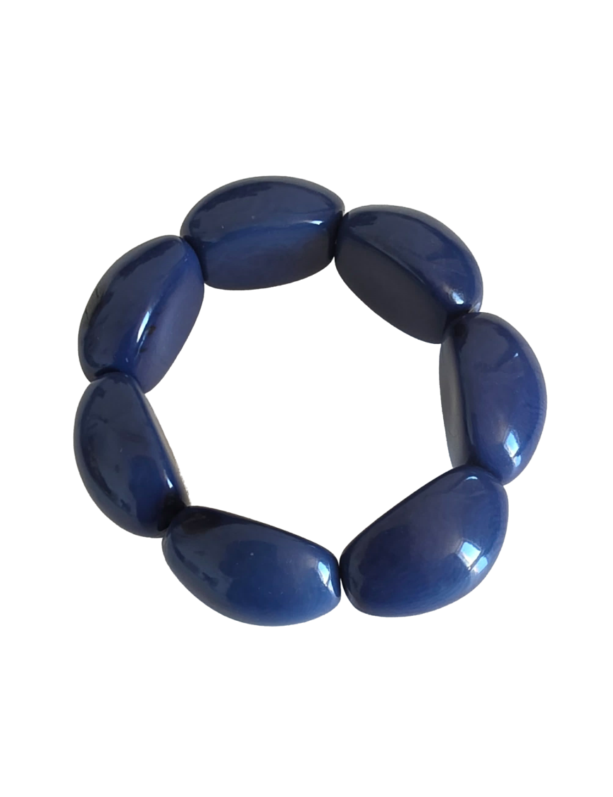 Bracelet tagua bleu – 7 graines artisanales – Atelier Tagua World
