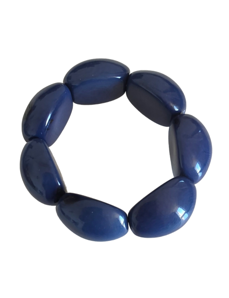 Bracelet tagua bleu – 7 graines artisanales – Atelier Tagua World