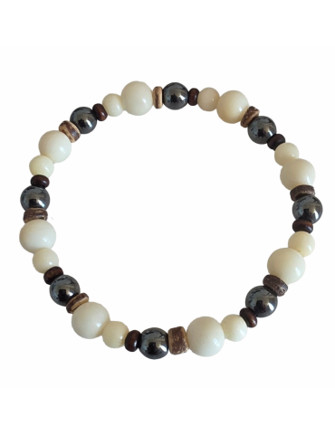 Bracelet tagua, hématite & coco – Artisanat Atelier Tagua World