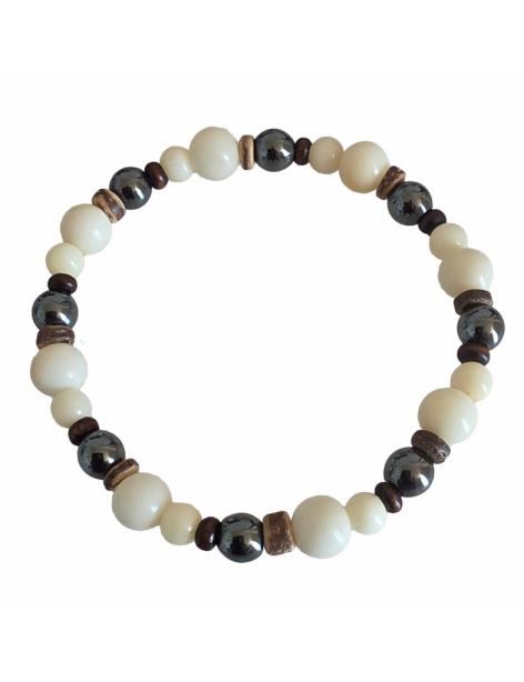 Bracelet tagua, hématite & coco – Artisanat Atelier Tagua World