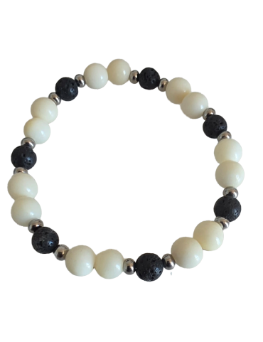 Bracelet tagua, lave & acier – Artisanat Atelier Tagua World