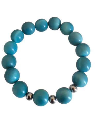 Bracelet bleu & acier – Artisanat Atelier Tagua World