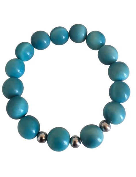 Bracelet bleu & acier – Artisanat Atelier Tagua World