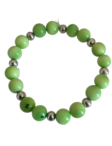 Bracelet tagua vert & acier – Artisanat Atelier Tagua World