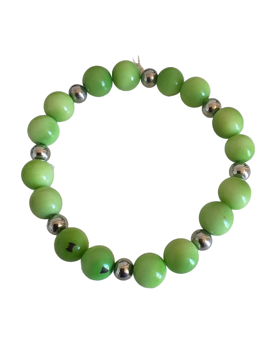 Bracelet tagua vert & acier – Artisanat Atelier Tagua World