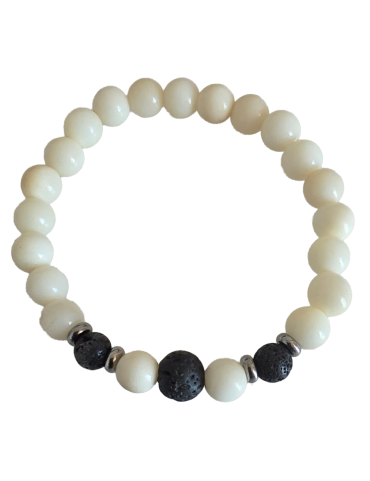 Bracelet tagua naturel & pierre de lave – Atelier Tagua World