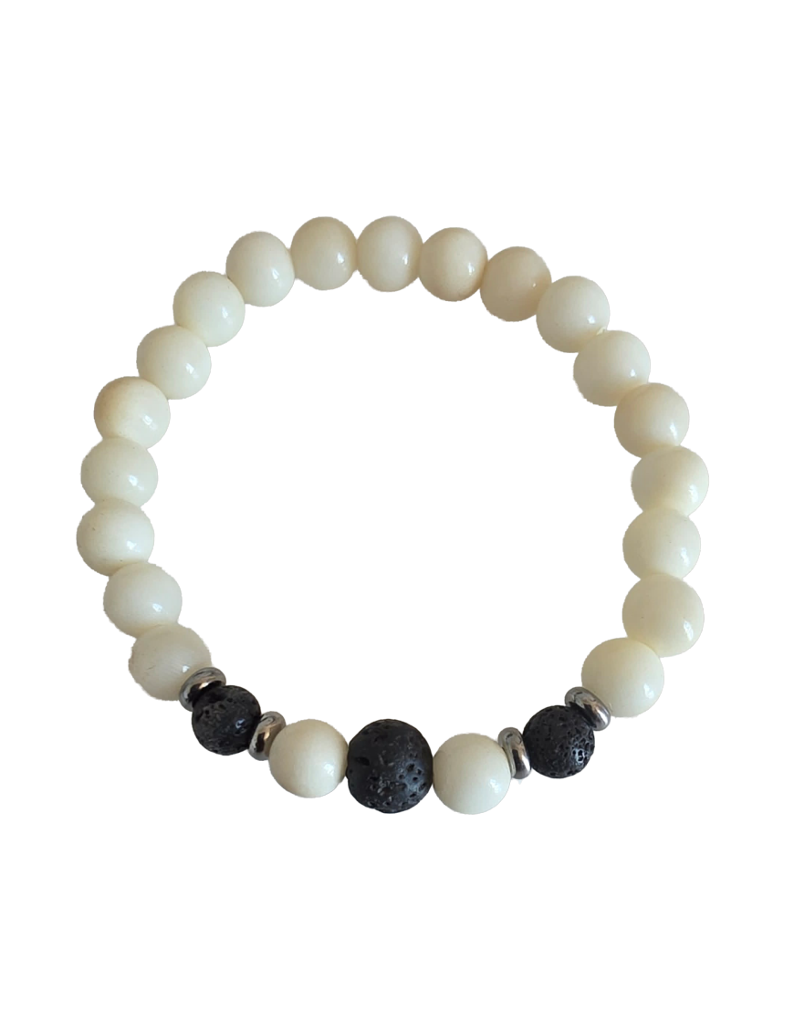 Bracelet tagua naturel & pierre de lave – Atelier Tagua World