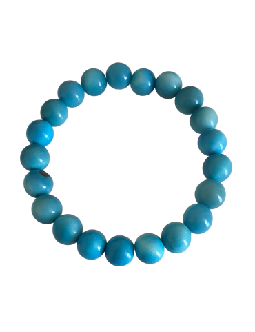 Bracelet tagua bleu 9 mm – 21 perles – Atelier Tagua World