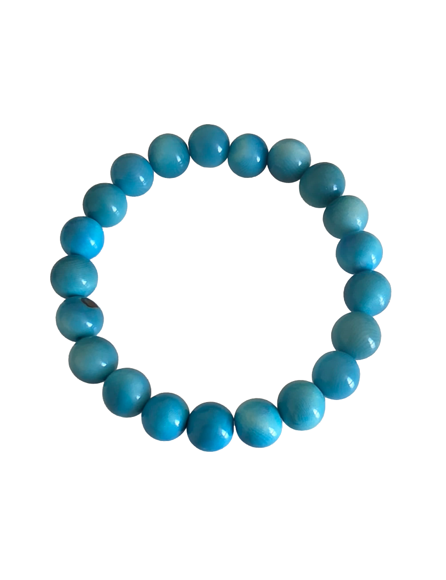 Bracelet tagua bleu 9 mm – 21 perles – Atelier Tagua World
