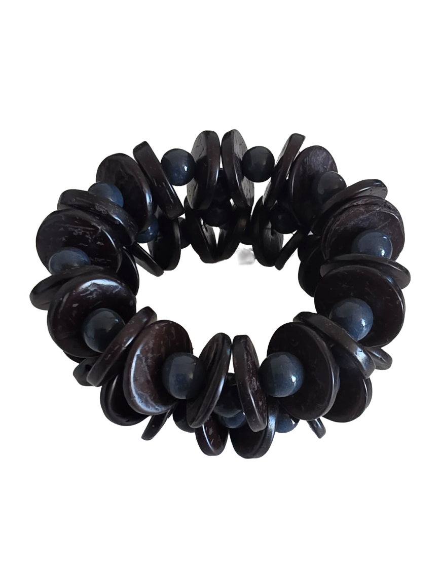 Bracelet tagua bleu 9 mm & coco – Atelier Tagua World