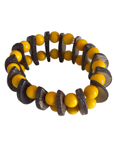 Bracelet tagua jaune & coco – 30 perles – Atelier Tagua World