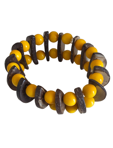 Bracelet tagua jaune & coco – 30 perles – Atelier Tagua World