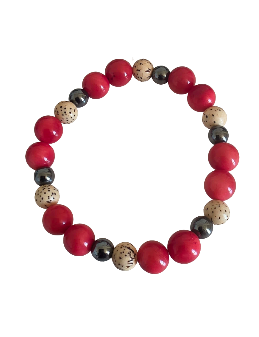 Bracelet tagua rouge & hématite – bodhi – Atelier Tagua World