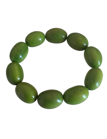 Bracelet tagua vert olive – artisanal 13x18 mm