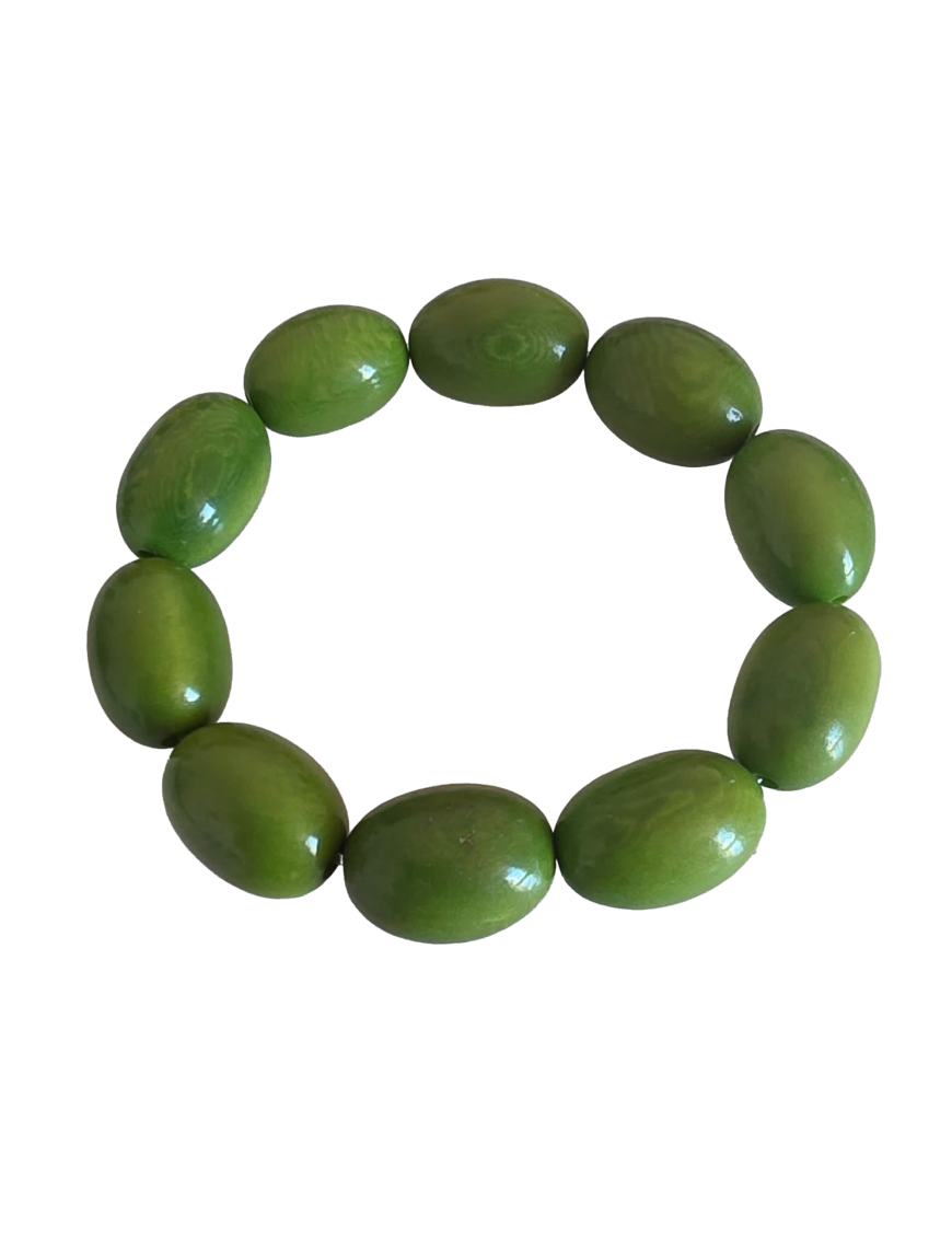Bracelet tagua vert olive – artisanal 13x18 mm