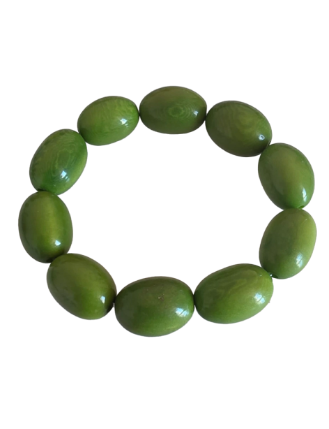 Bracelet tagua vert olive – artisanal 13x18 mm