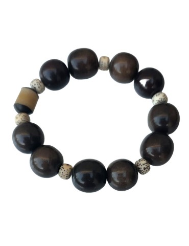 Bracelet tagua noir & Bodhi – artisanal 15 mm