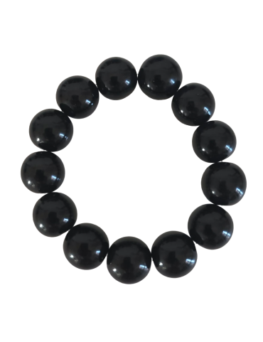 Bracelet tagua noir artisanal – perles naturelles 15 mm