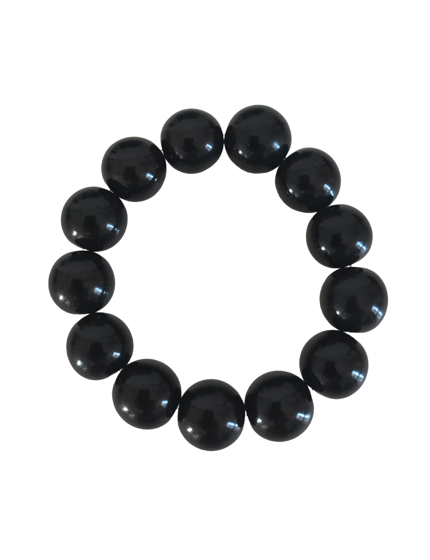 Bracelet tagua noir artisanal – perles naturelles 15 mm