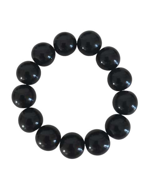 Bracelet tagua noir artisanal – perles naturelles 15 mm