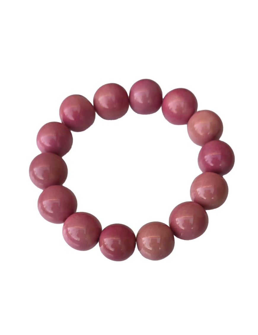 Bracelet tagua rose artisanal – perles naturelles 15 mm