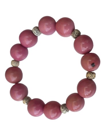 Bracelet tagua rose & Bodhi – artisanal 15 mm