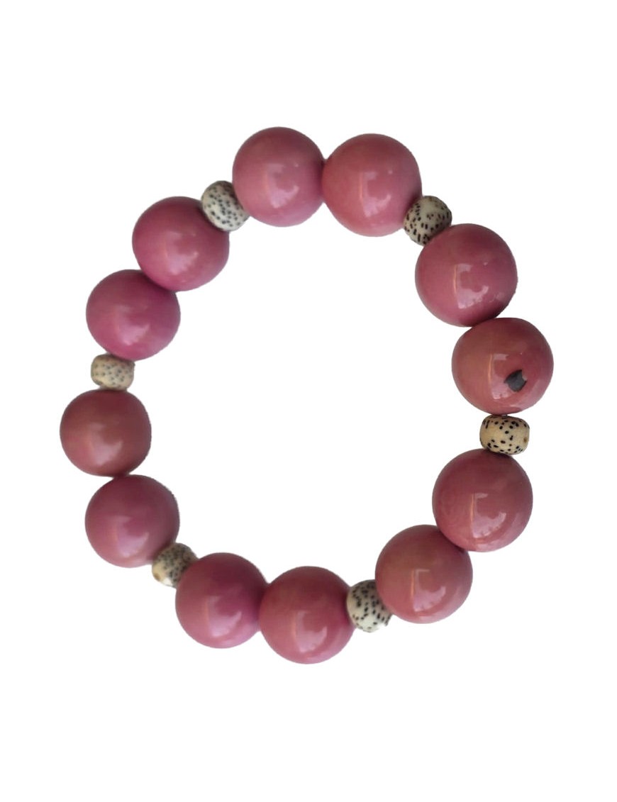 Bracelet tagua rose & Bodhi – artisanal 15 mm