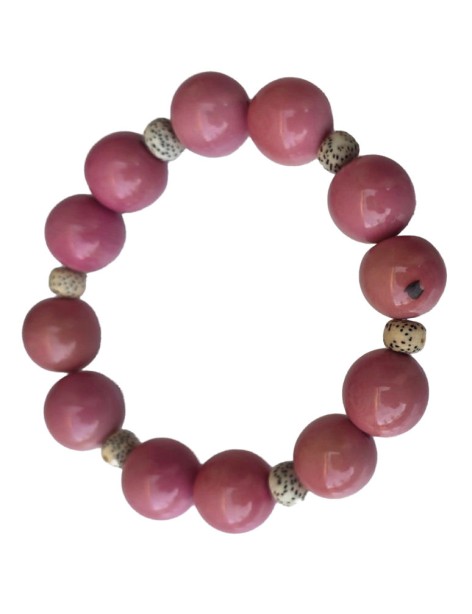 Bracelet tagua rose & Bodhi – artisanal 15 mm