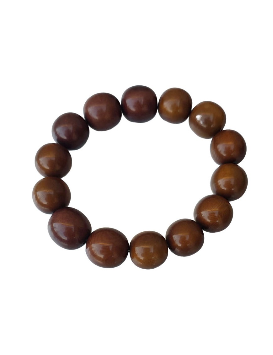 Bracelet tagua marron artisanal – perles naturelles 15 mm