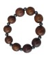 Bracelet tagua marron & hématite – artisanal 15 mm