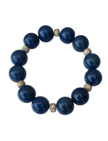 Bracelet tagua bleu foncé & Bodhi – artisanal 15 mm