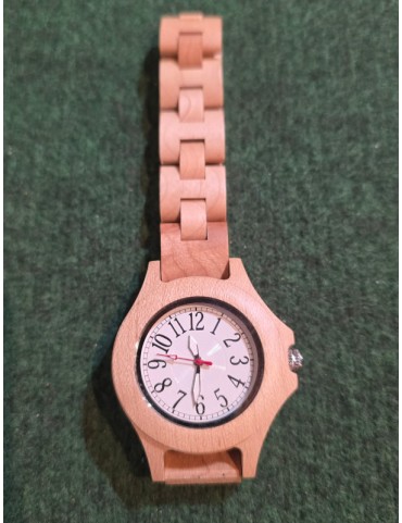 Montre Bois Naturel – Design Rond – Fermoir Sécurisé Quartz