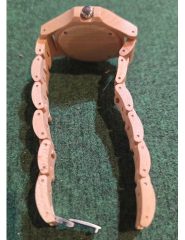 Montre Bois Naturel – Design Rond – Fermoir Sécurisé Quartz