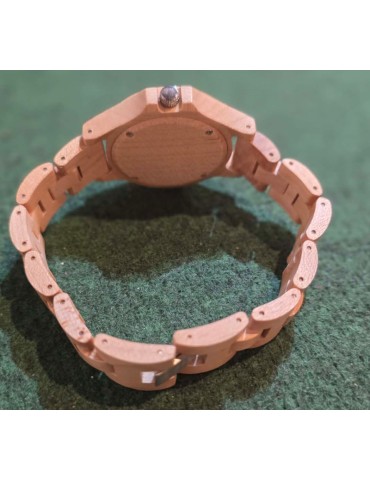 Montre Bois Naturel – Design Rond – Fermoir Sécurisé Quartz